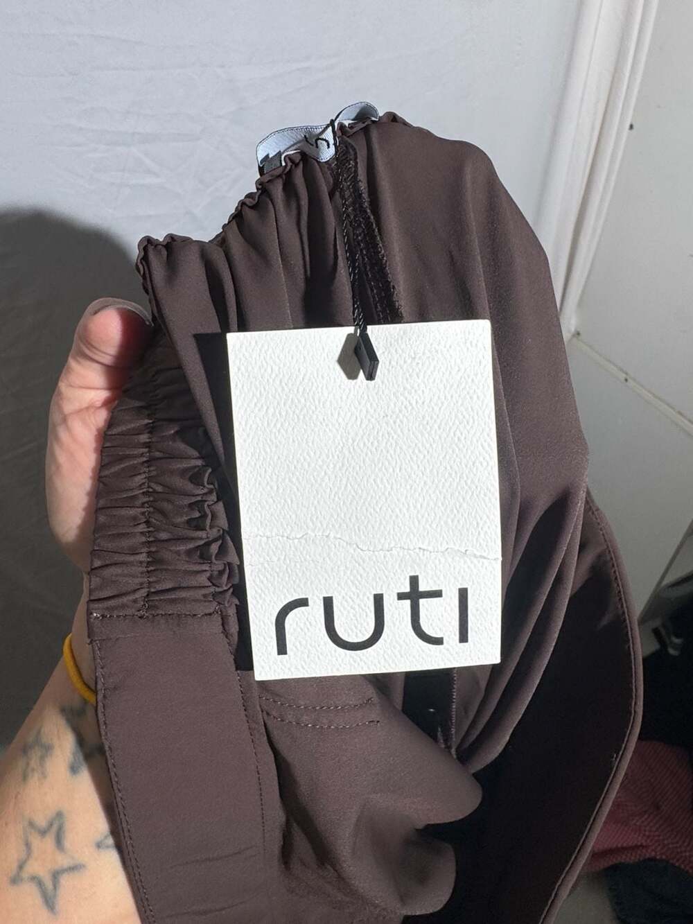 Ruti Brown Elastic High Waist Wide Leg Trousers Womens Size 6 NWT Stretch